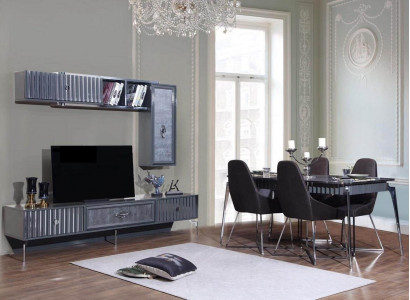 Dining table with 6 chairs, table furniture, 8-piece dining room set